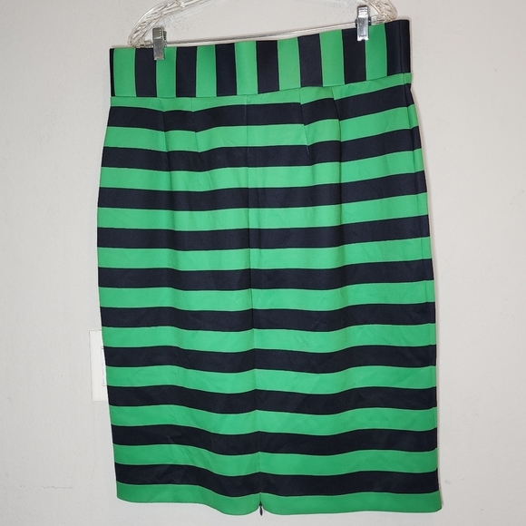 NWT Eloquii green blue stripe pullon stretch pencil skirt. Back zip slit. Sz 16. - Picture 10 of 16